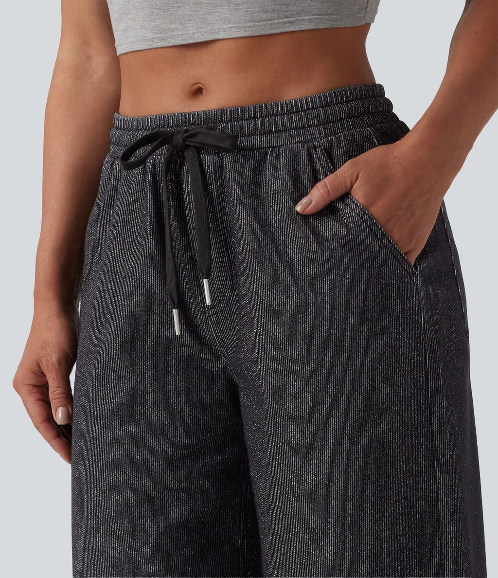 Jogging taille basse Halara Flex™ jambes larges, effet sparkle, avec poches