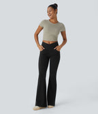 Jean super évasé Halara Flex™ décontracté maille denim extensible délavée effet frais InstantCool taille haute poches croisées