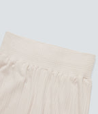 Pantalon décontracté maille côtelée taille haute avec poches