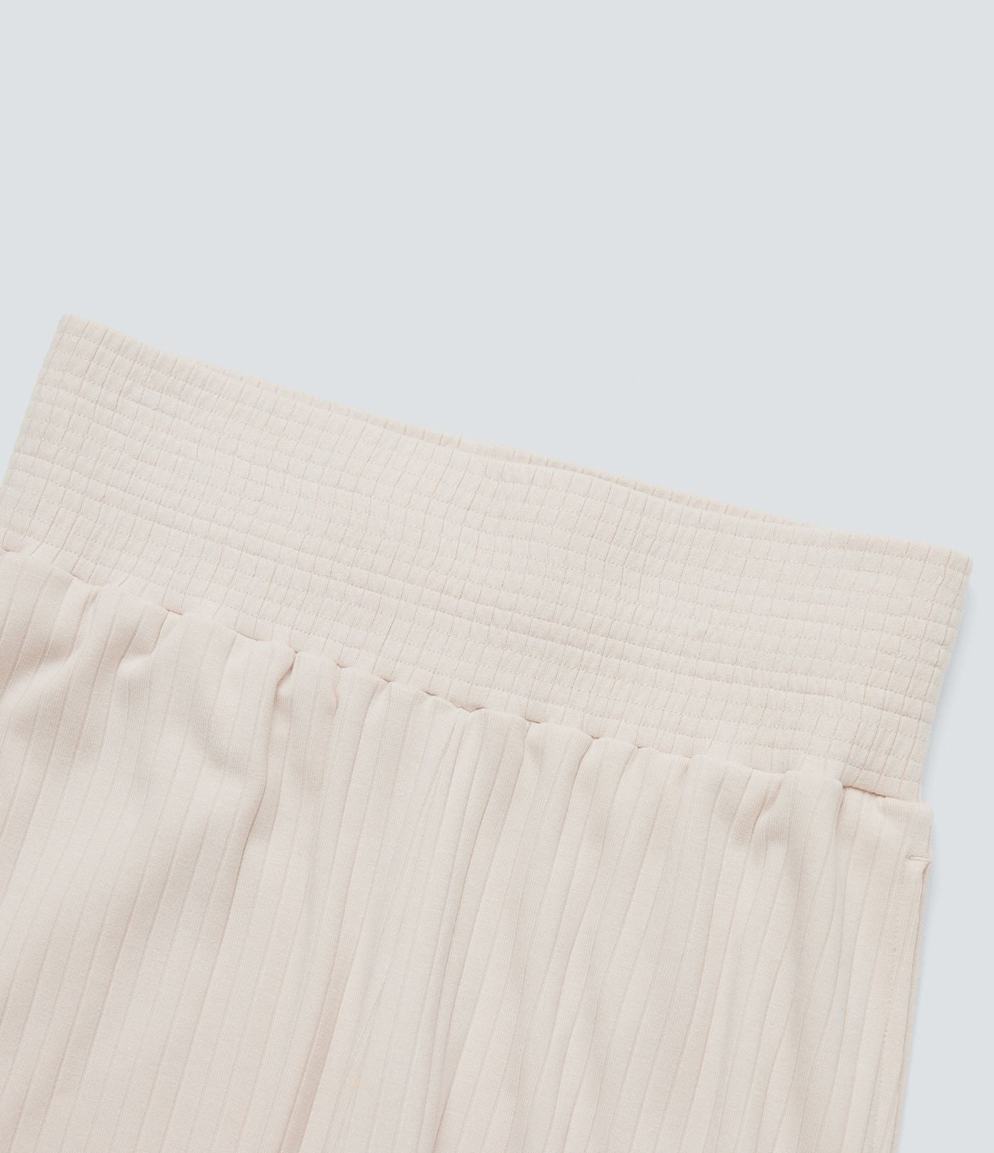 Pantalon décontracté maille côtelée taille haute avec poches