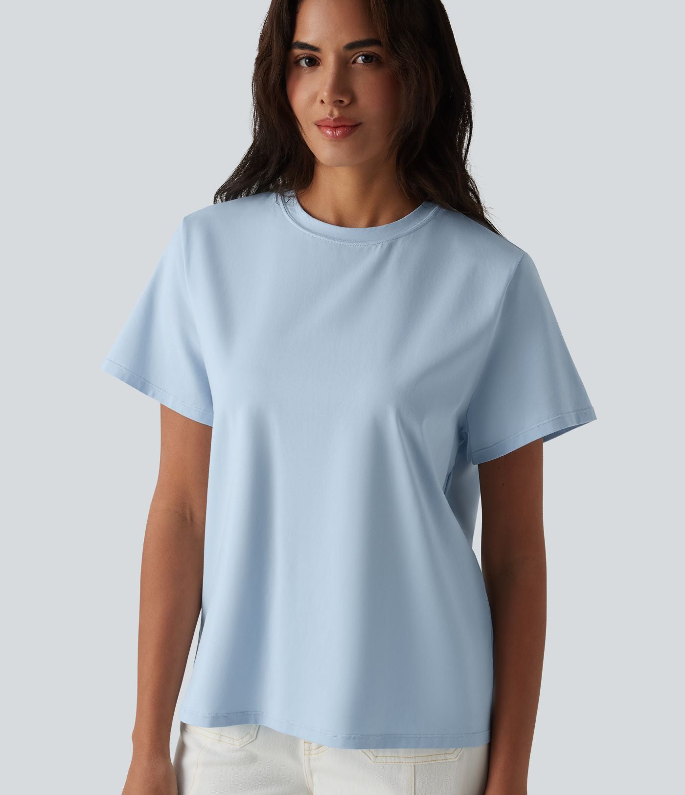 T-shirt casual col rond manches courtes en coton