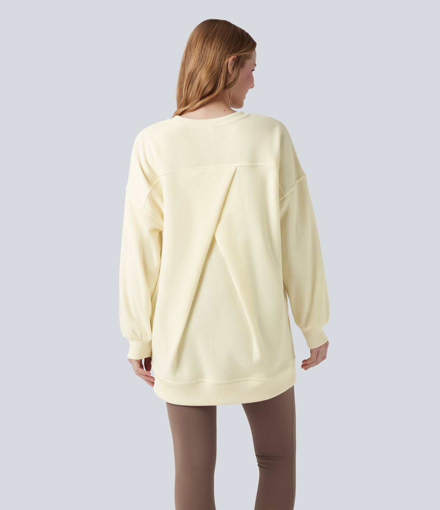 Sweat-shirt décontracté en polaire, col rond, manches longues, poches latérales, coupe oversize