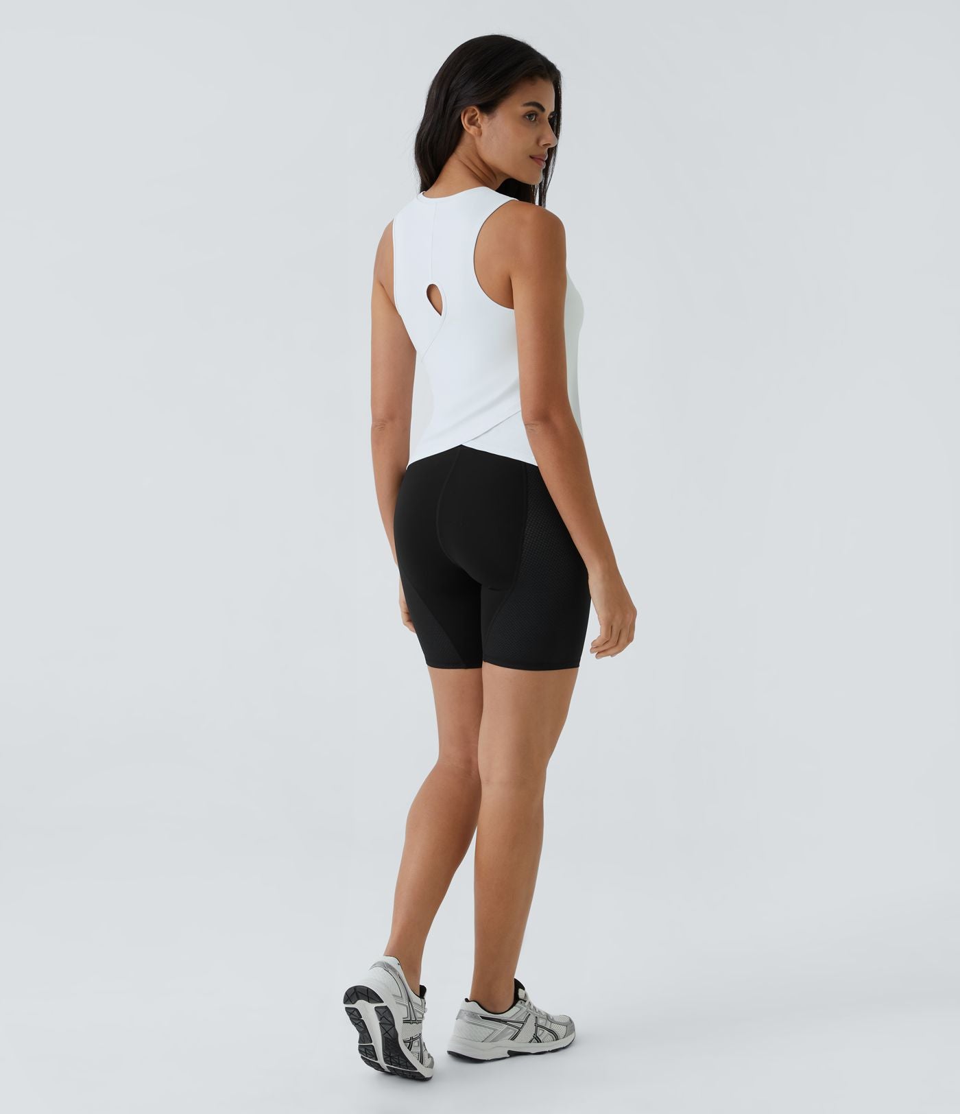 Top Débardeur Yoga Uni à Ourlet Croisé et Découpe