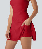 Softlyzero™ Airy Robe de yoga dos nu avec torsade effet fraîcheur et short intégré - Version Easy Peasy
