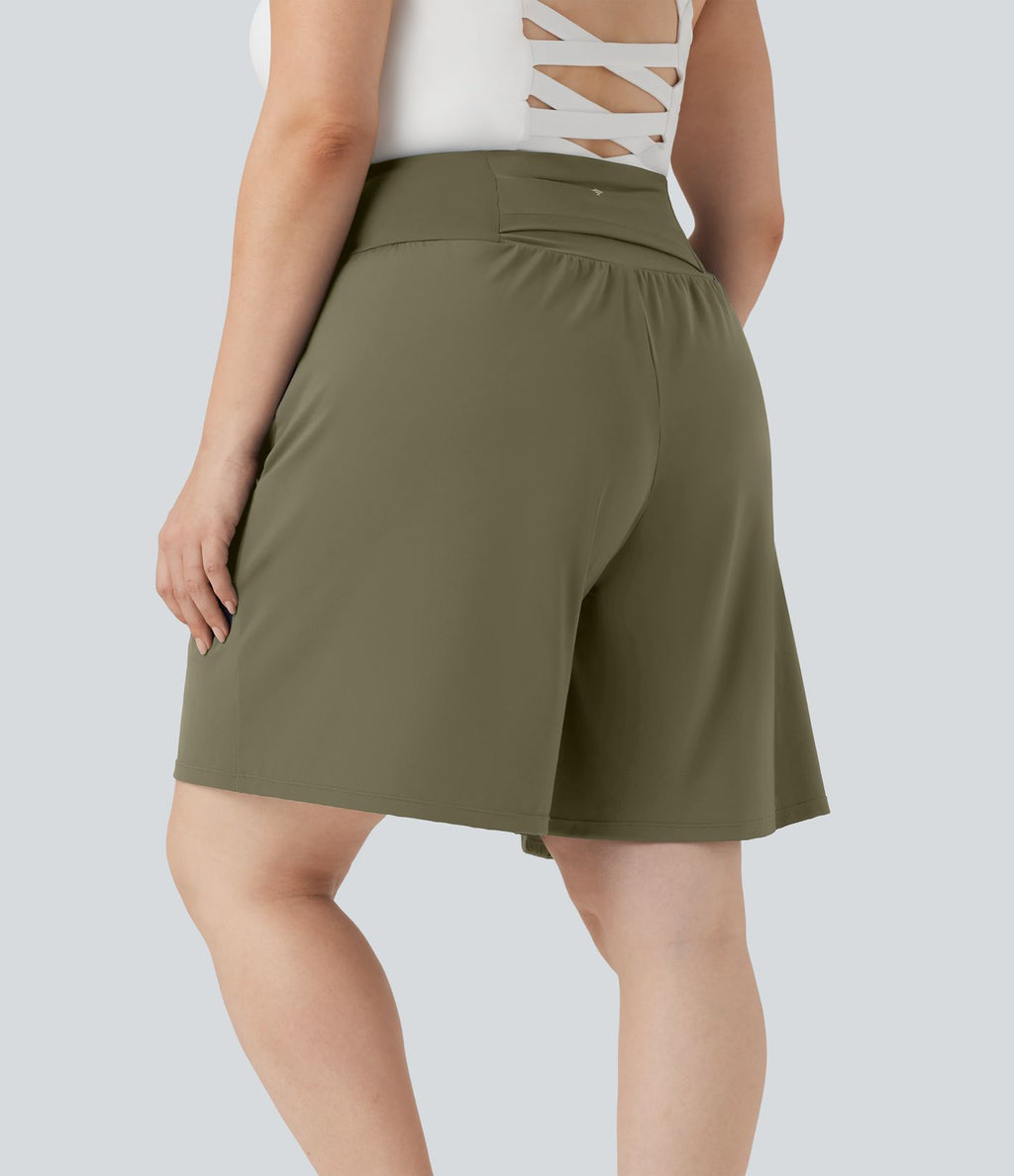 Bermuda de yoga grande taille SoftlyZero™ Airy taille haute effet frais InstantCool avec poches