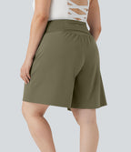 Bermuda de yoga grande taille SoftlyZero™ Airy taille haute effet frais InstantCool avec poches