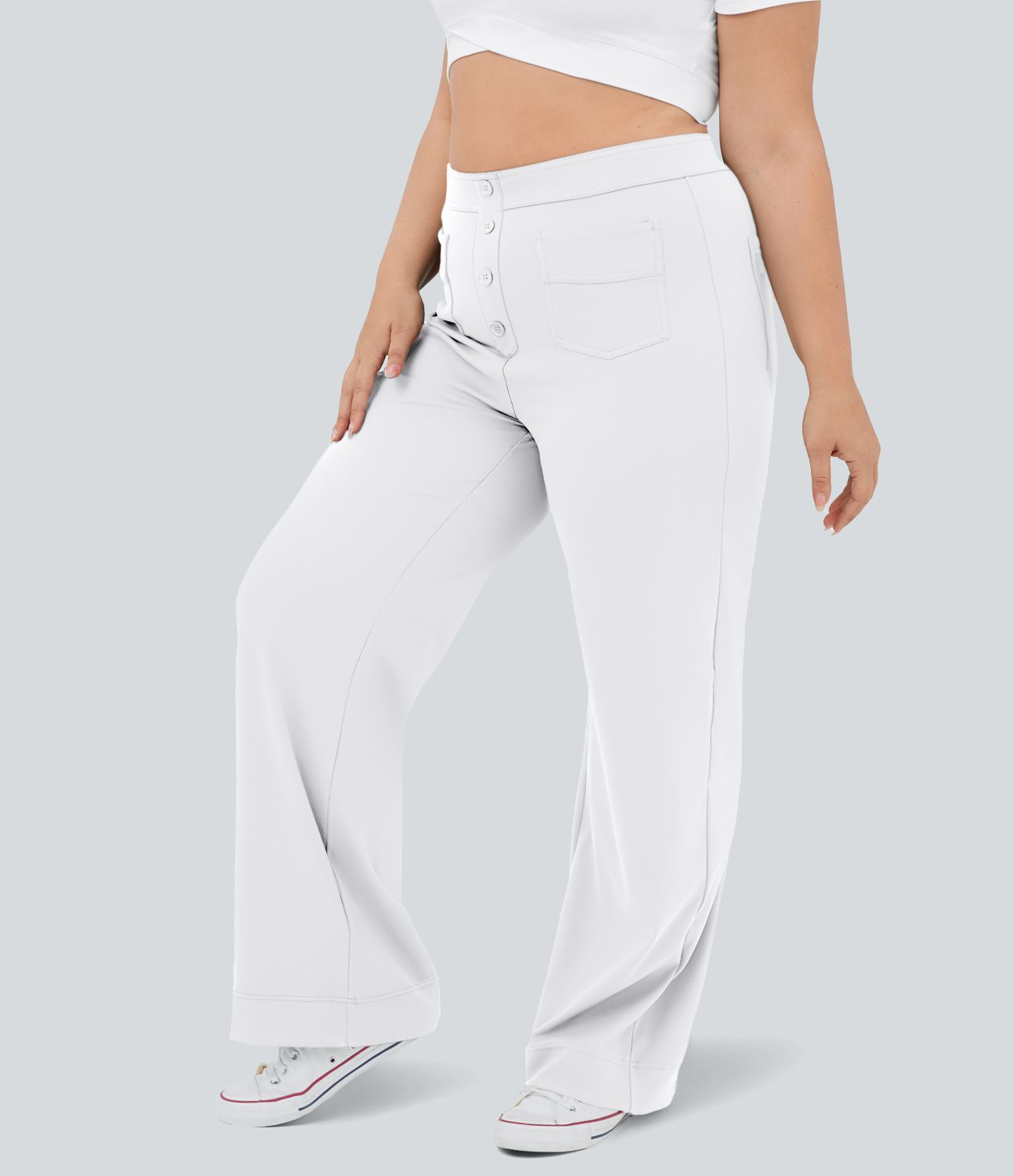 Pantalon coupe droite grande taille taille haute DayStretch avec poches