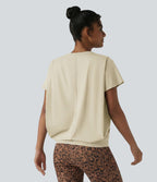 Haut de sport col rond manches courtes effet frais InstantCool avec fronces, protection solaire UPF50+