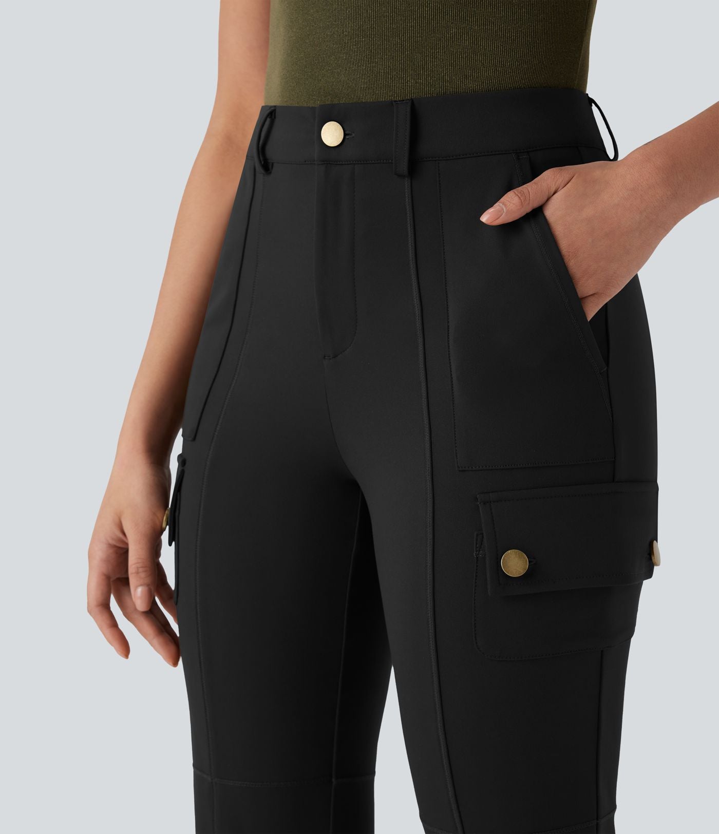 Pantalon cargo bootcut randonnée taille moyenne DayStretch avec poches