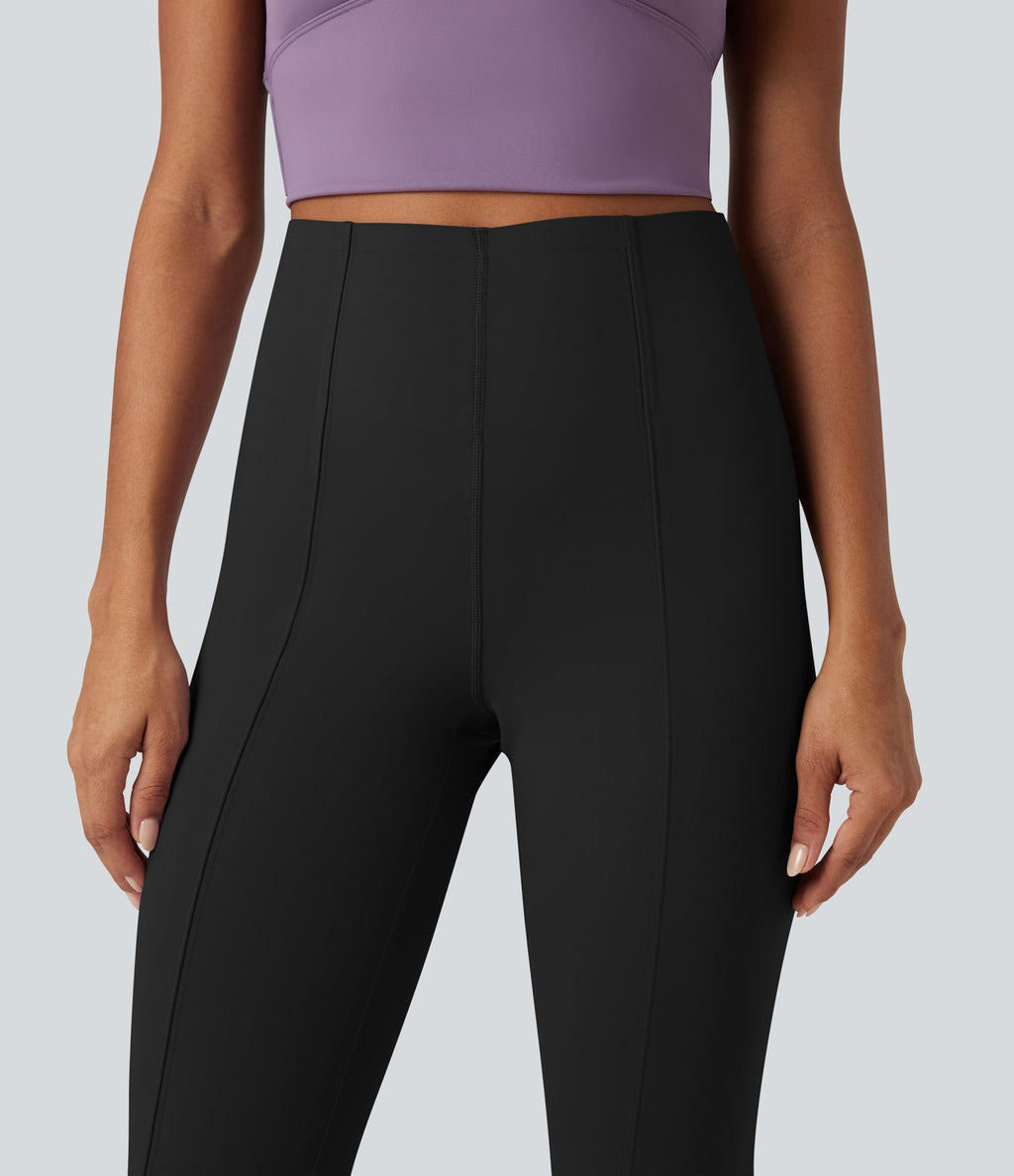 Pantalon décontracté bootcut ventre plat taille haute avec poche