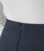 Mini-Jupe Casual en Velours Côtelé 2 en 1 Fermeture Éclair Invisible Taille Haute