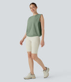 Débardeur de yoga col rond froncé, tissu rafraîchissant - Protection UPF50+