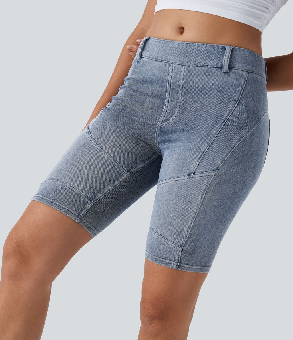 Halara Flex™ Short 22,8cm Casual En Denim Extensible Avec Poche Arrière Taille Midi