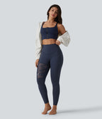 Halara UltraSculpt™ Legging de yoga 7/8 taille haute ventre plat avec maille respirante et boucle