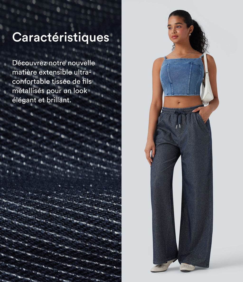 Jogging taille basse Halara Flex™ jambes larges, effet sparkle, avec poches