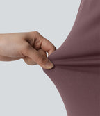 Robe midi col V manches longues froncée avec fente - Idéale pour le bureau