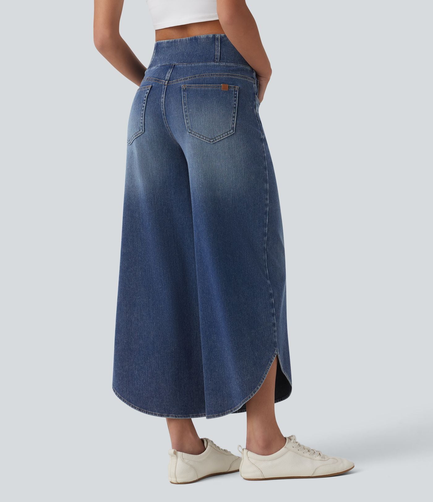 Halara Flex™ Jean large casual taille mi-haute croisée avec ourlet incurvé et poches