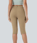 Pantalon cargo pedal pusher ajusté uni taille haute DayStretch avec poches zippées