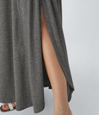 Robe Casual Débardeur Longue Fluide Fendue Dos Nu à Col en U