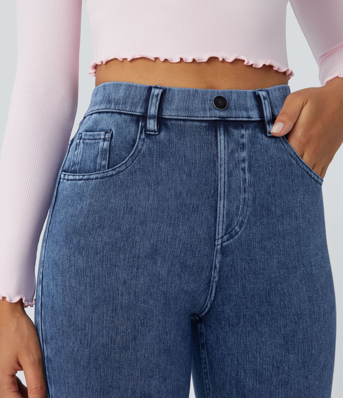 Leggings 7/8 de travail en denim taille haute avec poches Halara Flex™