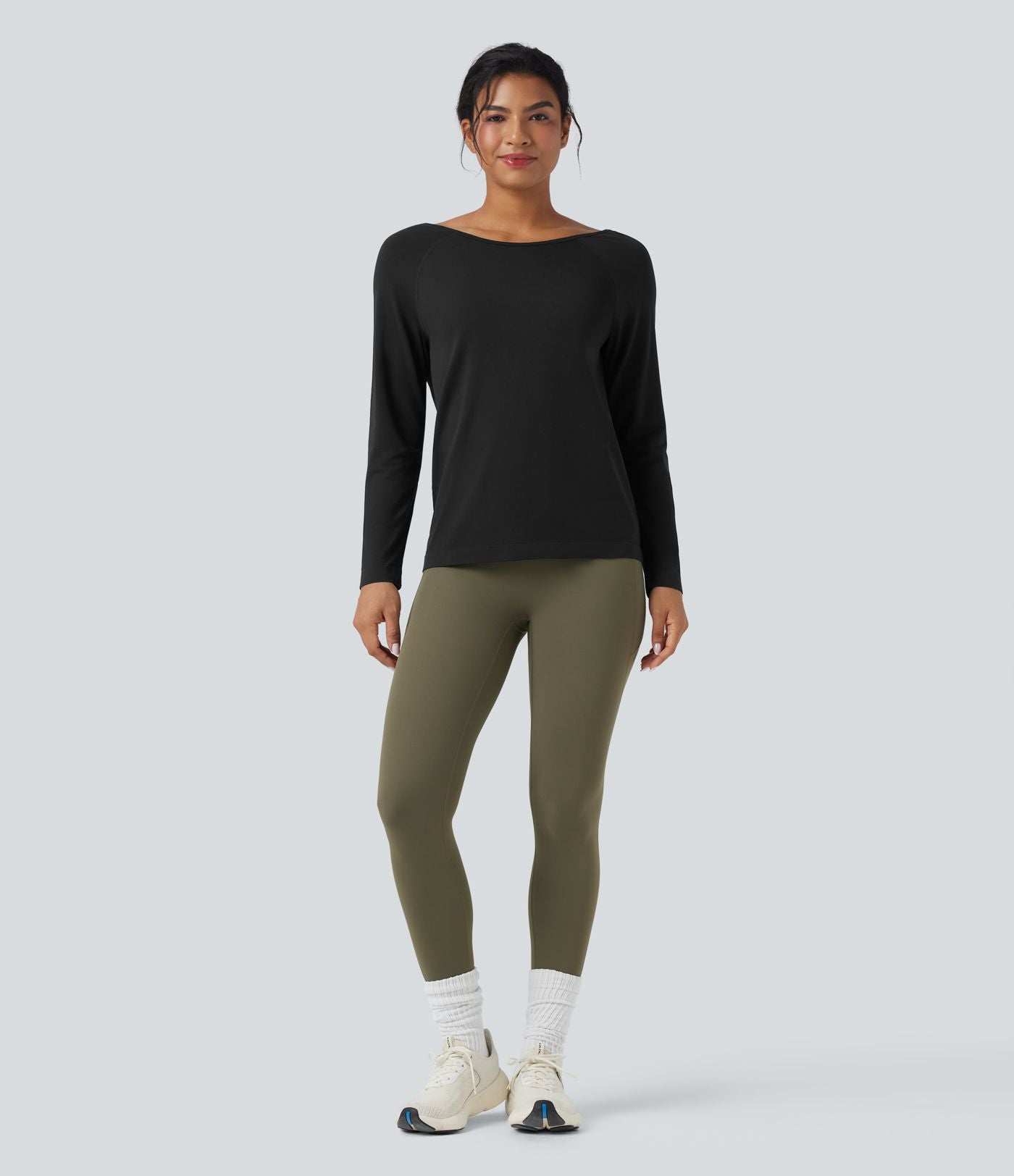 Haut de sport décolleté rond à manches longues sans couture OneForm Seamless Flow