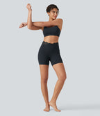 Short de yoga cycliste Halara UltraSculpt™ en dentelle contrastée taille haute et coupe en V, 12,5 cm, avec poches
