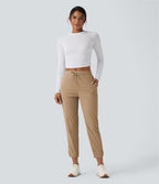 Pantalon de golf fuselé, taille mi-haute, cordon, ourlet courbé, séchage rapide, avec poches—UPF40+