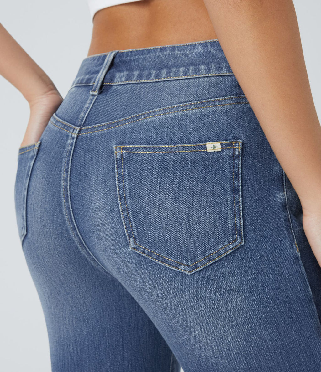Jean skinny 7/8 décontracté taille mi-haute Halara Flex™ avec poches à enfiler