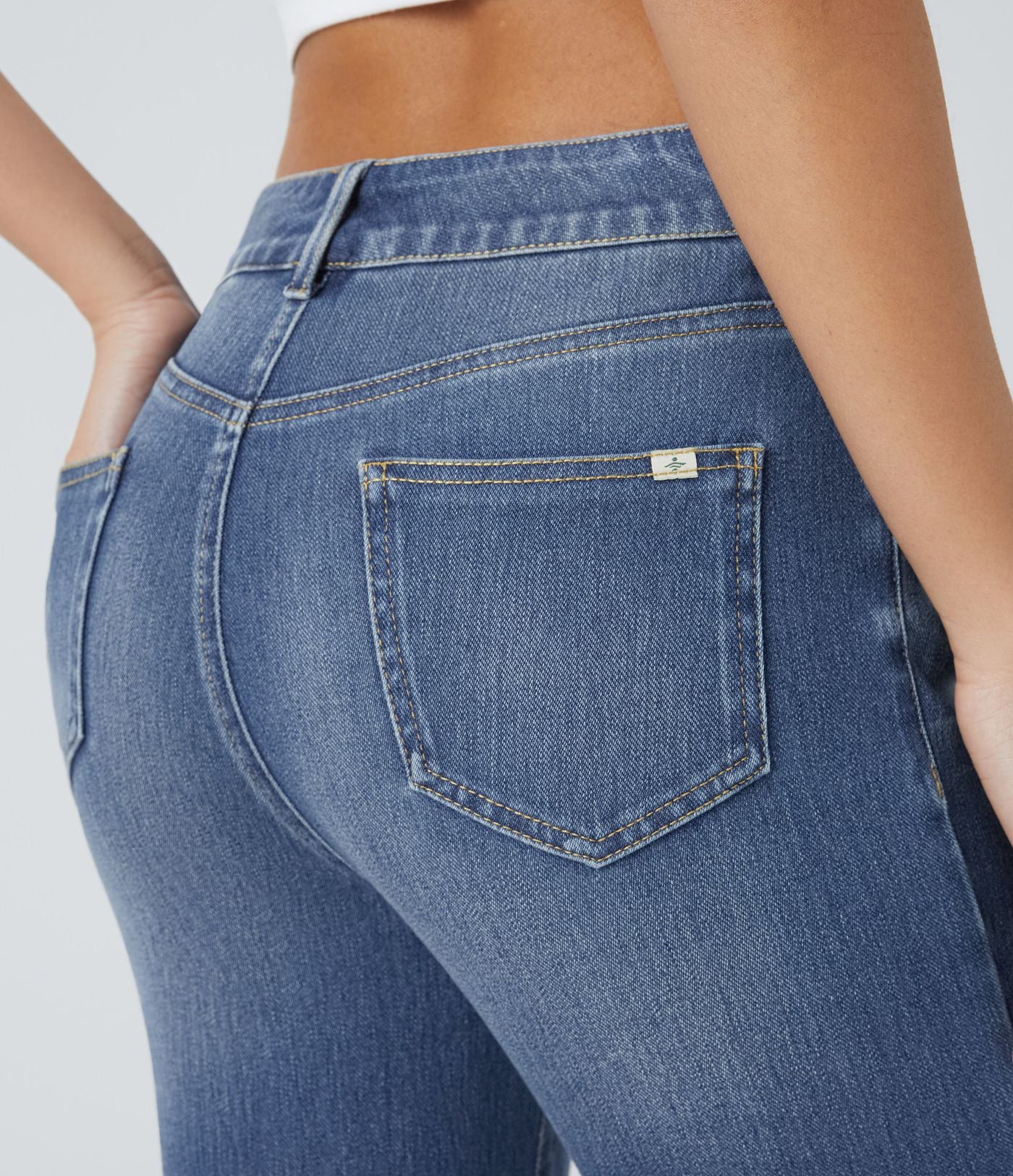 Jean skinny 7/8 décontracté taille mi-haute Halara Flex™ avec poches à enfiler
