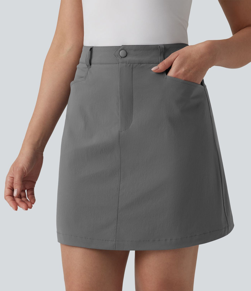 Jupe mini évasée de golf taille haute avec poches – Longueur allongée