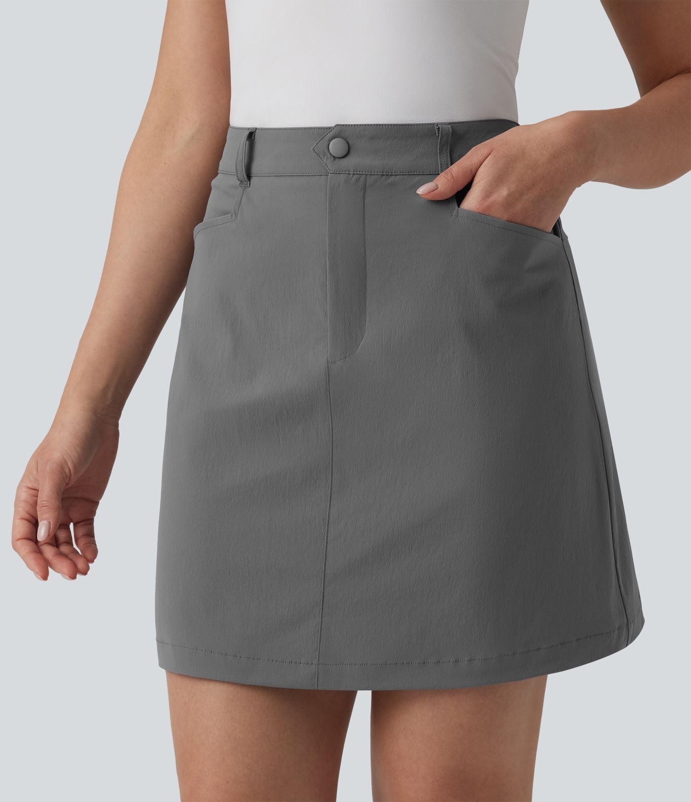 Jupe mini évasée de golf taille haute avec poches – Longueur allongée