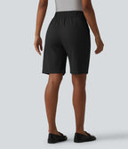 Short tailleur chino droit en coton taille haute à poches