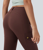 Pantalon cargo pedal pusher ajusté uni taille haute DayStretch avec poches zippées