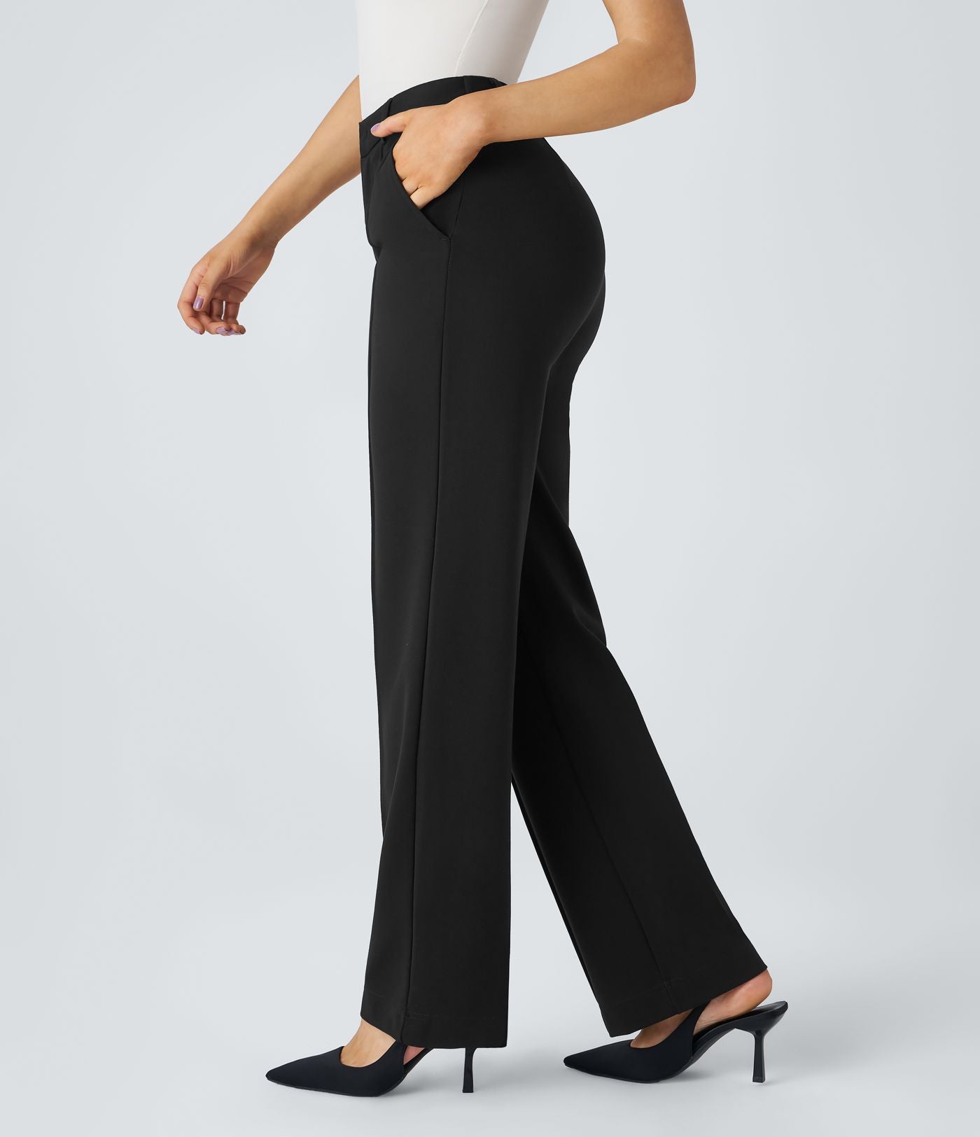 Pantalon de travail coupe droite zippé taille haute Halara Flex™ avec poches
