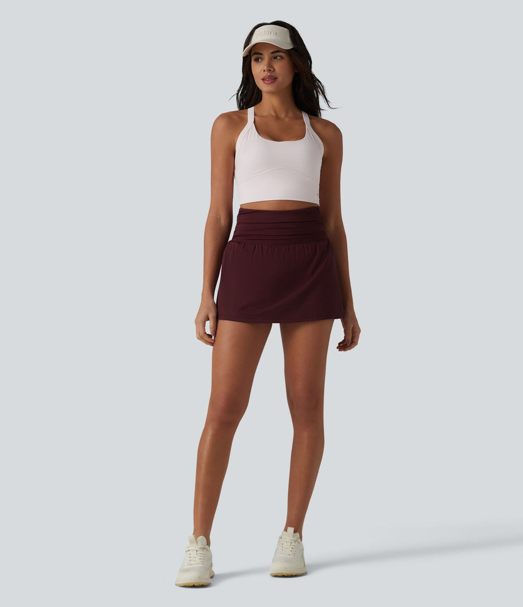Jupe de tennis SoftlyZero™ Airy mini 2-en-1 gainante froncée taille haute à effet frais InstantCool et poches, protection solaire UPF50+