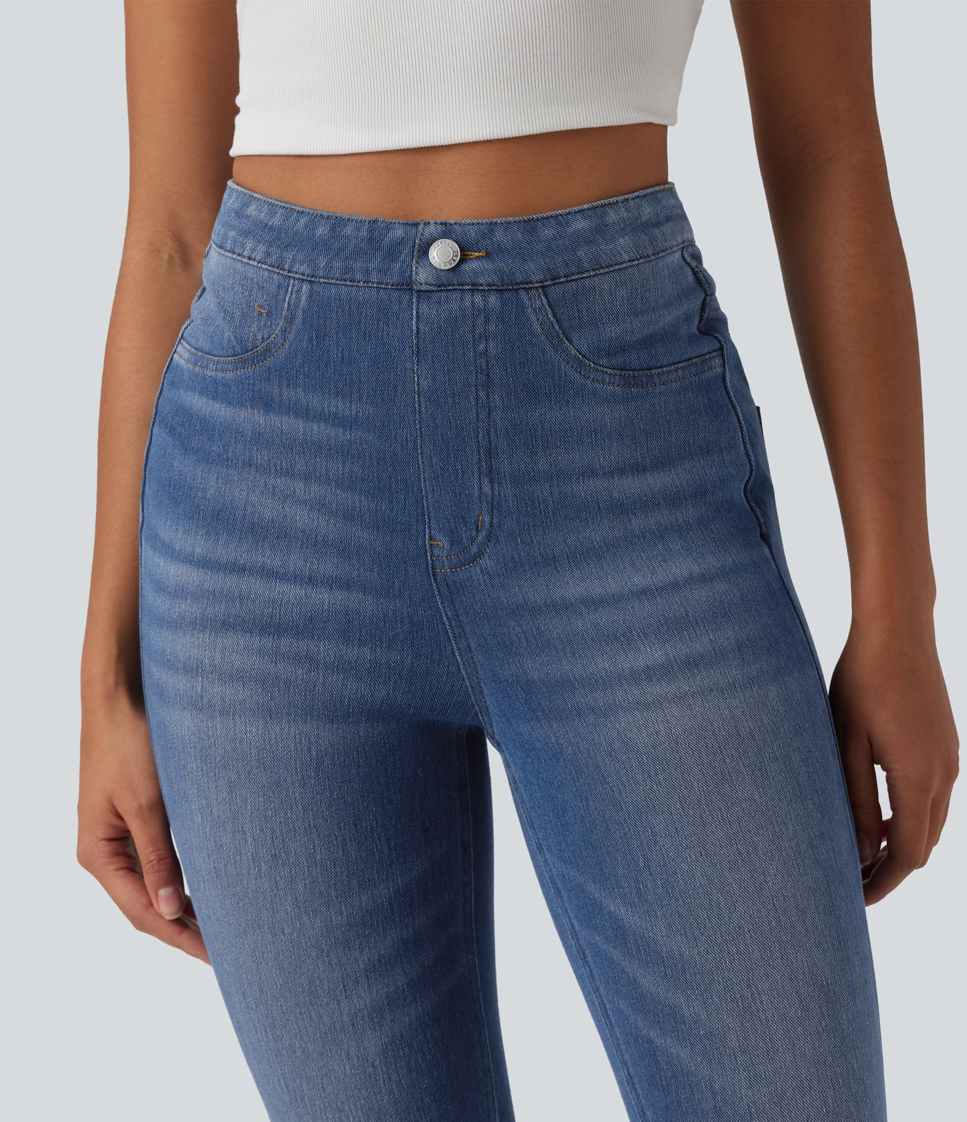 Legging 7/8 casual denim Halara Flex™ gainant taille haute avec poches