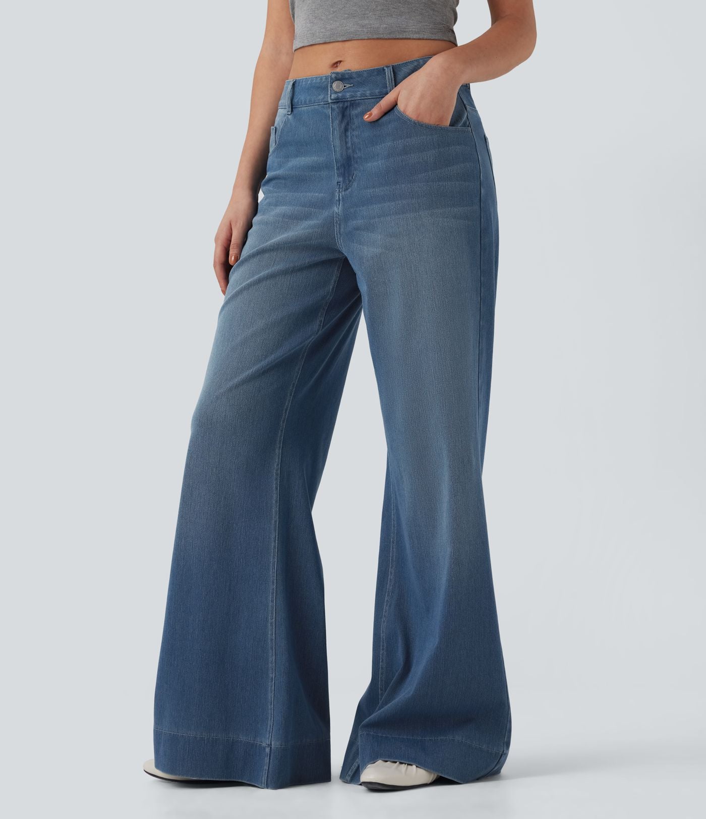 Jean décontracté Halara Flex™ taille mi-haute coupe évasée avec poches