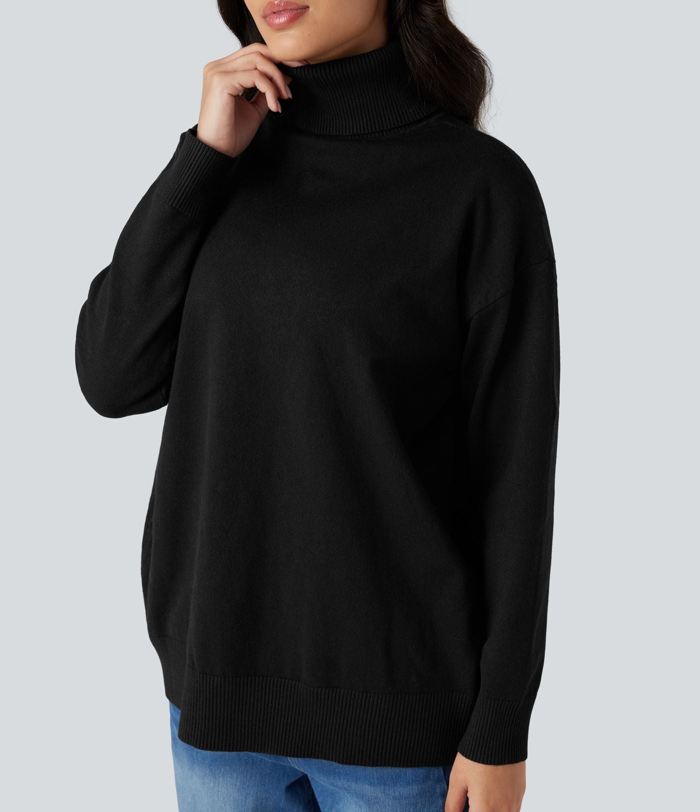 Pull tailleur col montant manches longues - Réversible devant et dos