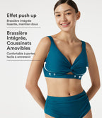 Haut de bikini push-up à décolleté en V plongeant avec brassière intégrée