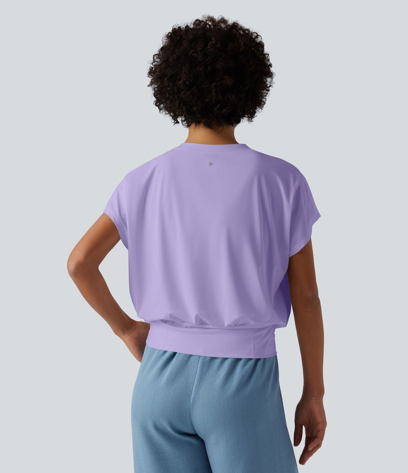 Haut de sport yoga oversize col V à manches courtes effet frais InstantCool à séchage rapide