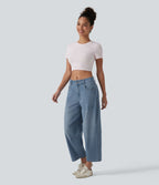 Jean Barrel 7/8 taille basse Halara Flex™ avec poches zippées