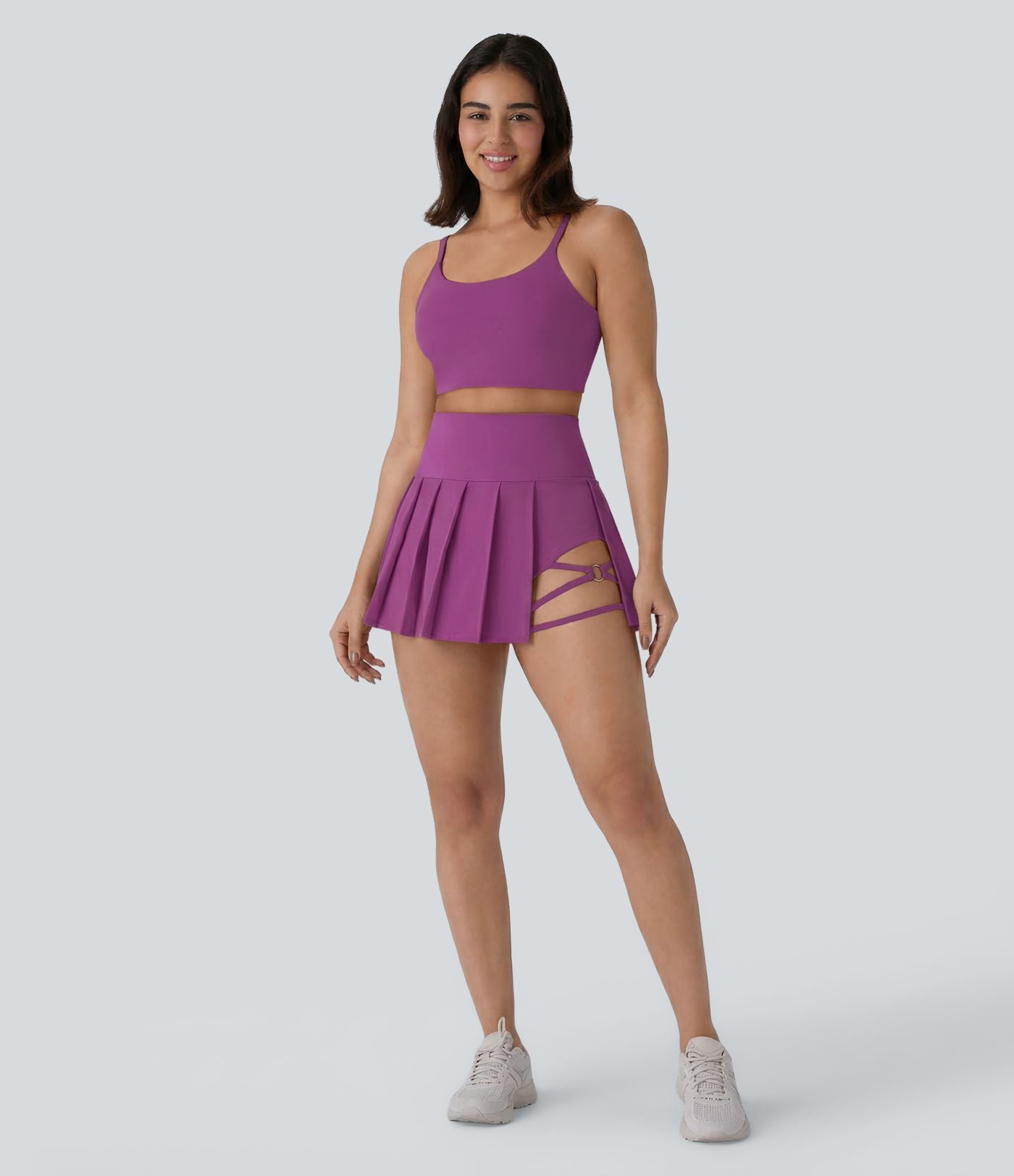 Jupe-short de danse mini Breezeful™ à taille haute, plissée, 2-en-1, avec poches latérales et arrière, ourlet asymétrique et séchage rapide