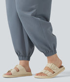Pantalon jogging grande taille, taille mi-haute avec poches
