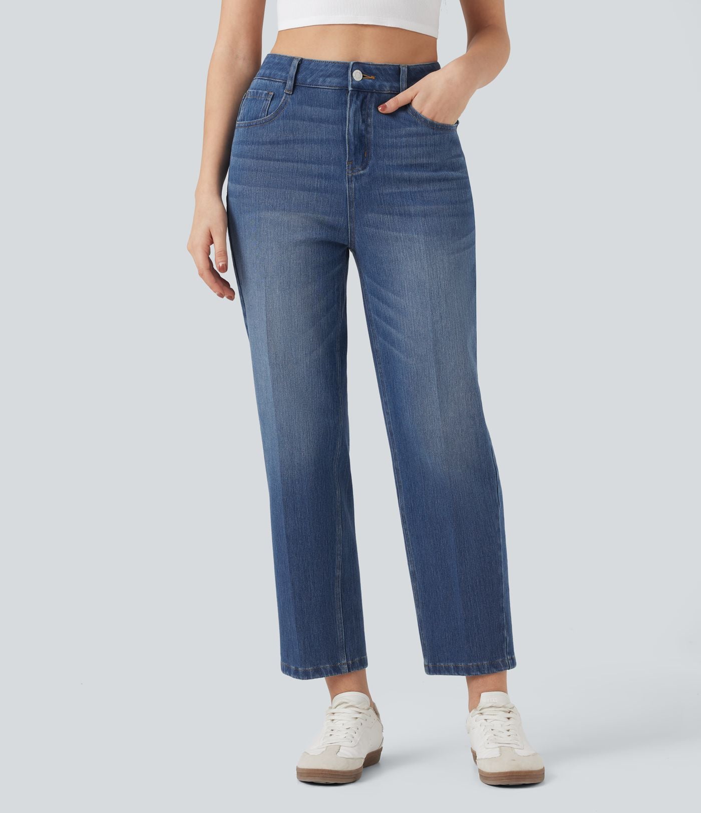 Jean droit 7/8 Halara Flex™ taille haute avec poches