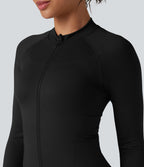 Veste de yoga Seamless Flow à fermeture éclair, manches longues et trous pour les pouces