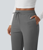 Pantalon de golf fuselé, taille mi-haute, cordon, ourlet courbé, séchage rapide, avec poches—UPF40+