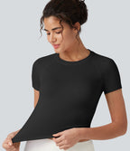 Haut de sport yoga OneForm sans couture Flow col rond manches courtes raglan ajusté