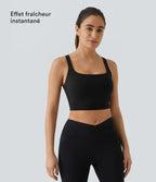 Débardeur yoga court SoftlyZero™ Airy col carré dos nu bretelles croisées effet frais InstantCool, bonnets A-C, protection solaire UPF50+