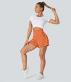 Short 7,5cm Yoga 2 en 1 Super Taille Haute Poches Arrière Poches Cachées Latérales