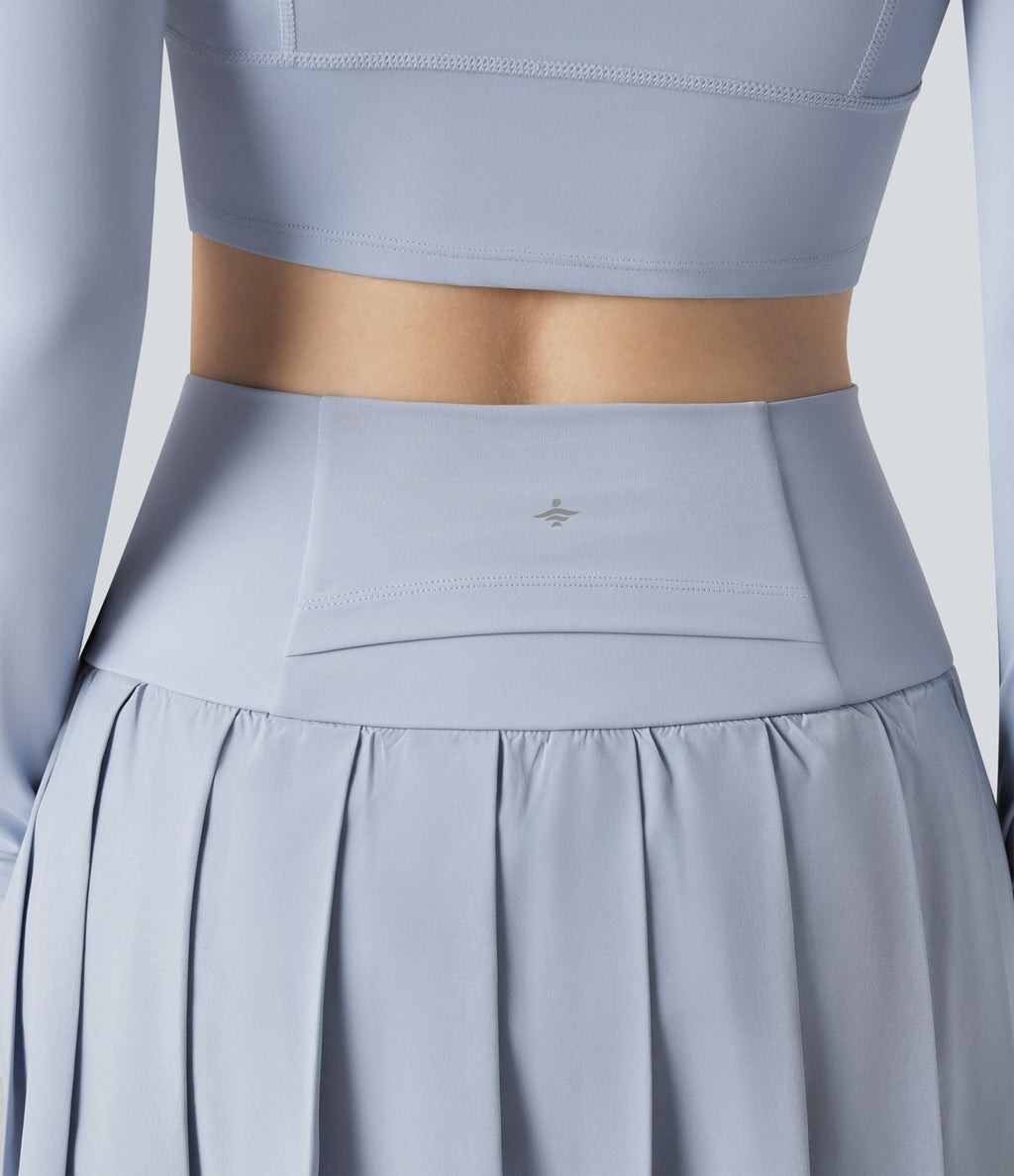 Legging à jupe étrier danse Breezeful™ 2-en-1 taille haute plissé résille contrastante séchage rapide avec poches